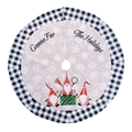 1.2m Christmas tree skirt with buffalo plaid edge and festive gnome holiday design - Forest Old Man Black and White Plaid Tree Skirt