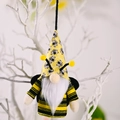Hängender Hummel-Gnom aus Plüsch mit gelb gestreiftem Hut und weißem Bart Deko - Gelber Druckhut Stil