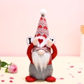 Valentine's Day gnome plush with red heart hat holding I Love You signs on pink petals - Male Style (I❤️U)