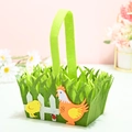 Grüner Osterkorb aus Filz mit Zaunmotiv und Küken-Deko für Kinder-Ostergeschenke - Stil A Orange Henne