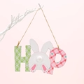 Adorno de Pascua HOP de madera con silueta de conejo y patrones geométricos en colores pastel - Estilo HOP (Diseño de Conejo)