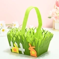 Grüner Osterkorb aus Filz mit Hasen- und Zaun-Dekor für festliche Geschenkverpackung - Stil D Orangefarbener Hase