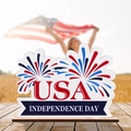 Décoration de table USA en bois pour l'Indépendance avec motifs de feux d'artifice - Style USA