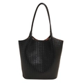 Bolso tote negro trenzado minimalista con patrón Intrecciato y correas delgadas - Sin colgante / Negro