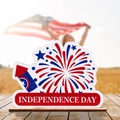 Independence Day wooden table decor with patriotic stars, fireworks and rockets - Fireworks Pattern