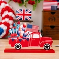 Vintage red truck wooden ornament with USA flag and festive balloons for home decor - Red Truck