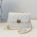 Elegant white quilted chain bag with gold metal ball detail and stylish metal buckle - White