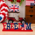 Patriotic wooden Freedom table sign with star in red white and blue US flag colors - Freedom Letter Style