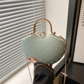Pochette da sera a cuore verde chiaro con ricami e manico dorato elegante - Verde