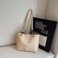 Grote gebroken witte canvas draagtas met metalen ketting schouderbanden voor dagelijks - Broken Wit