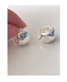 Macro shot of silver irregular lava-texture earrings with polished crinkled metal finish - Silver