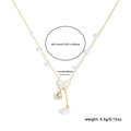 Elegant gold titanium steel necklace with white shell butterfly and pearl teardrop charms - Water Drop Zirconia Necklace