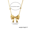 Collana con ciondolo a fiocco dorato e catena a sfere con dimensioni su sfondo bianco - Collana in Acciaio al Titanio Con Fiocco