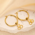 Goldene Creolen aus Titanstahl mit Bienenwaben-Anhänger und polierter Perle für Damen - Waben-Stil (Wabe 0423)