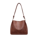 Braune Schultertasche in Vintage-Optik aus Kunstleder mit edlen Goldringen - Braun