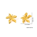 Pendientes de flores doradas de acero inoxidable con diseño artístico de pétalos en 3D - Estilo Floral Plisado (EXRGE0325)