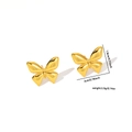 Golden butterfly stud earrings in polished stainless steel with 3D folded wings design - 3D Butterfly Style (EXRGE0326)