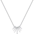 Silver fringe tassel necklace featuring fan-shaped geometric bars on a box chain - Fan-shaped Long Tassel Necklace