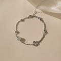 Elegante bracciale a farfalla in argento con perla di giada Hetian e catena regolabile - Nuovo Stile Cinese Bracciale a Farfalla (SL099)