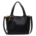 Sac seau noir motif litchi avec pendentif chien mignon et détails dorés chics - Noir