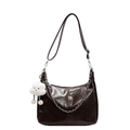 Dunkelbraune Shopper-Tasche aus Kunstleder mit Silberkette und Wolkenanhänger - Kaffeebraun Mit Wolken-Anhänger