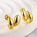 Minimalist double-layered gold stud earrings with a high-polished metallic finish - Teardrop Ear Wrap Studs - Gold