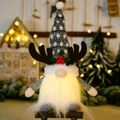 Gnomo di Natale luminoso con cappello a pois grigio e luci LED a luce calda soffusa - Stile Trifoglio Con Corna e Luce / Grigio