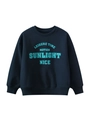 Donkerblauwe fleece sweater voor kinderen met modieuze tekstprint op de borst - 120cm / Koninklijk blauw