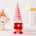 Valentine's gnome plush holding a red heart envelope with a pink knitted hat - Envelope Style (GM Valentine Envelope Gnome)