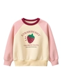 Kids color-block strawberry sweatshirt with long sleeves and ribbed crew neck - 90cm