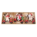 Set di 3 decorazioni natalizie in legno con renna, pupazzo di neve e Babbo Natale - Scatola di Legno Stile B Skateboard Babbo Natale Pupazzo di Neve Renna