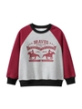 Felpa bambino in pile con corpo grigio, maniche raglan bordeaux e stampa Braves - Grigio Melange/Granata / 120cm