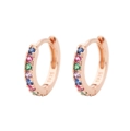 Detail of S925 sterling silver stamp on rose gold earrings with multicolor gemstones - Rose Gold Colorful Zirconia-6mm