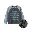 Fleece-lined boys' blue and grey raglan sweatshirt with Upbeat print detail - 120cm / Dark Gray/Light Blue