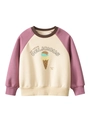 Felpa per bambini crema e lavanda con stampa grafica di un delizioso gelato - 90cm / Beige/Rosa Opaco