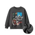 Sudadera de felpa para niños en gris carbón con estampados de dinosaurios y conejos - 120cm / Gris oscuro