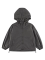 Dark grey hooded windbreaker for kids with full zipper and elastic cuffs for wind protection - 120cm / Gray