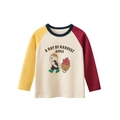 Kids long sleeve raglan T-shirt with vintage dog cartoon print in multicolor finish - 90 / Beige/Red/Yellow