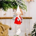 Weihnachtsengel Anhänger aus Plüsch mit rotem Herz und silbernen Flügeln für den Baum - Hängendes Bein Engel / Rot