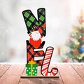 Decorazione natalizia NOEL in legno con gnomo scozzese rosso e lettere a righe - Stile NOEL