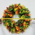 Top view of colorful artificial eucalyptus wreath with 45cm diameter measurement detail - 45cm / Colorful