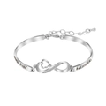 Bracciale in argento con simbolo infinito e cuore in zirconi con incisione per sorelle - Stile Inciso Sorella Cuore Infinito (SL125)