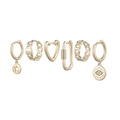 Detail view of 6-piece gold hoop earring set featuring star, heart, and evil eye charms - Star Heart Evil Eye Pendant Set (S-E1613)