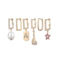Detailed set of six gold-plated huggie earrings with pearls, heart, and star pendants - Letter A Artificial Pearl Heart Pendant (S-E1621)