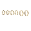 Detail of six-piece gold chain earrings set including zircon hoops and ear cuffs - Gold Cuban Link Earring Set (S-E1631) / Gold