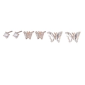 Three-pair rose gold butterfly earring set with sparkling clear zircon stones - Rose Gold Butterfly Stud Earring Set (S-E1646) / Rose Gold