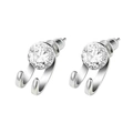 Hip hop style S925 silver stud earrings for women with cubic zirconia and double arc design - White Zirconia Claw Stud (Silver Tone)
