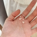 Silver bow knot drop earrings with twisted texture in French minimalist style - Bow Ear Hook - Screw Style (EH1047) / Silver