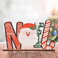 Décoration de Noël NOEL en bois avec Père Noël et motifs festifs en tricot - Père Noël (Modèle A)