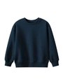 Solid navy blue kids fleece sweatshirt with ribbed crewneck and cuffs for winter - 120cm / Royal Blue